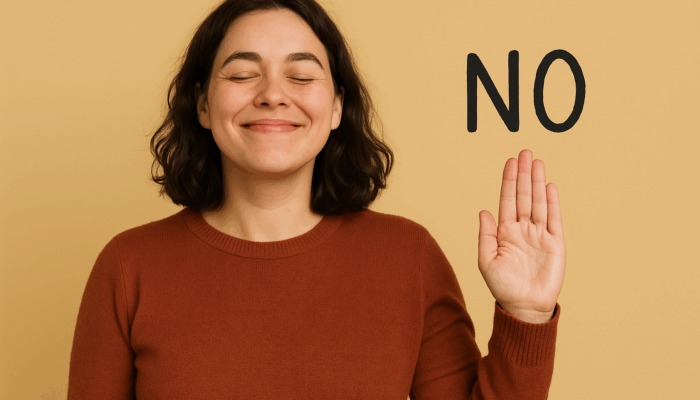 Woman happy to be saying no