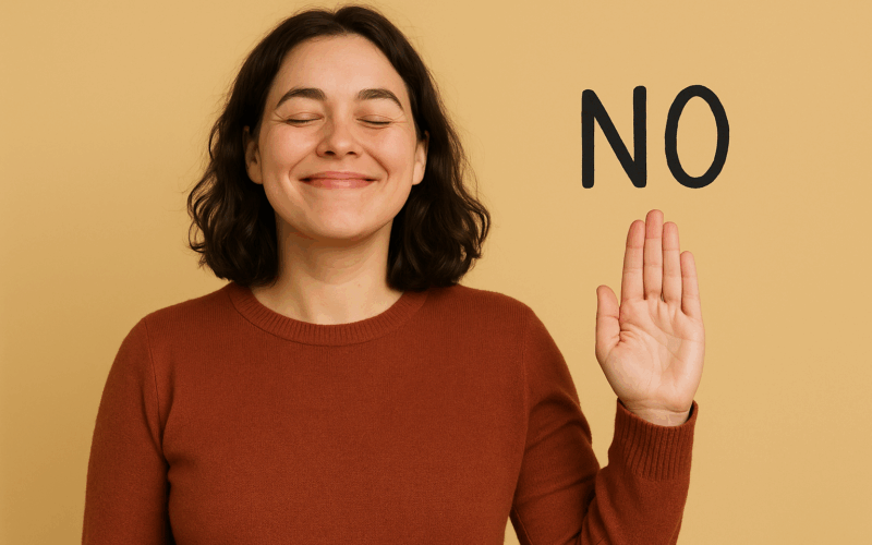 Woman happy to be saying no