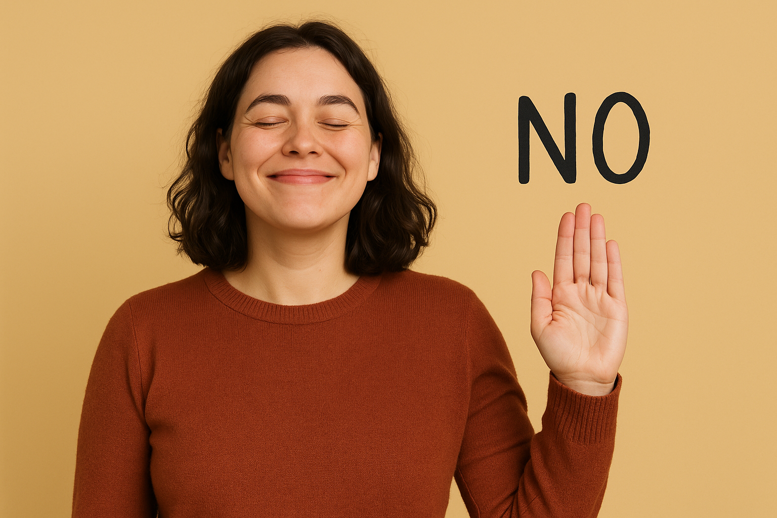 Woman happy to be saying no