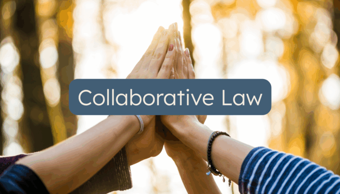 Four hands together. Words Collaborative Law
